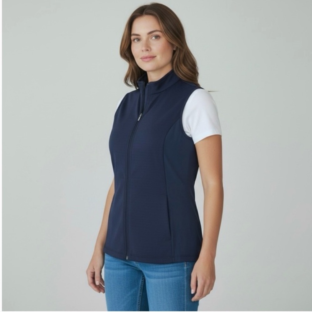 Greg Norman Collection Navy Zip-Front Sleeveless Vest Women’s Size Large